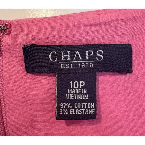 Chaps Pink Belted Fit & Flare Dress Womens‎ Size 10P (1058) - Picture 3 of 4